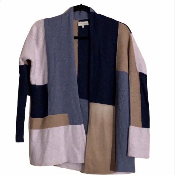 Lucky Brand Women Open Cardigan Color Block Blue/Tan,Long Sleeves,Size XS - Picture 5 of 10